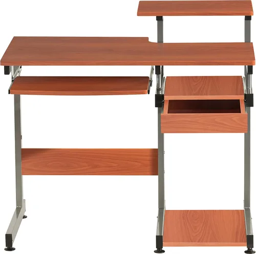 Vista 6 de Techni MOBILI - Escritorio para computadora multifunción. RTA-2706, Madera/Metal, Woodgrain Compact workstation, home office computer desk, CPU