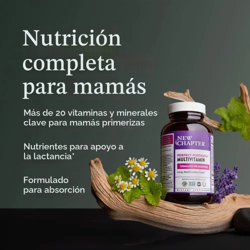Vista 4 de New Chapter, Vitaminas Postnatales Suplemento de Lactancia, Multivitamínico Completo con Vitamina D3 Fermentada + Vitaminas B, Hecho con Verduras