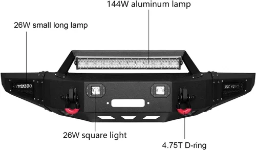Vista 6 de VIJAY Parachoques delantero y trasero para Ford F150 Raptor SVT 2010-2014 con placa de cabrestante y luces