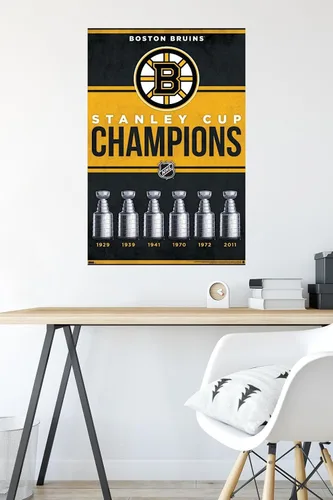 Vista 4 de NHL Boston Bruins - Póster de pared Champions 23, 34 pulgadas de largo x 22.4 pulgadas de ancho, versión sin marco