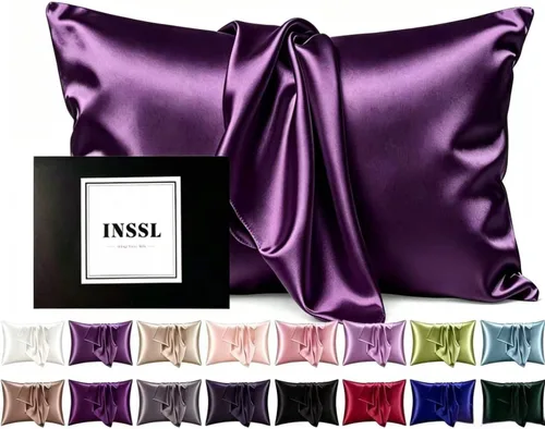 Vista 22 de INSSL - Funda de almohada de seda para mujeres, funda de almohada de seda de morera para cabello y piel, mantente cómoda y transpirable durante