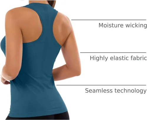 Vista 37 de MathCat Camisetas de entrenamiento para mujer, sin costuras, básicas, sin mangas, con espalda cruzada, atlética, yoga, correr, uso diario