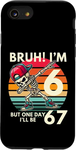 Vista 18 de Bruh I'm 6 But One-Day I'll Be 67 Retro 6th Birthday Kids Case for iPhone XR