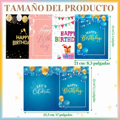 Vista 2 de Leitee 4 Piezas Tarjetas de Cumpleaños Jumbo Feliz Cumpleaños Tarjetas de Cumpleaños Grandes con Sobre 17 x 12'' Tamaño Extra Grande Tarjetas