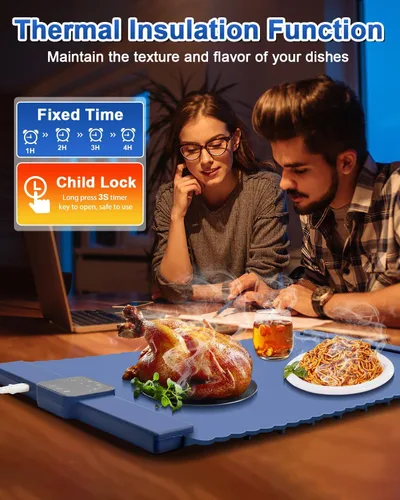 Vista 3 de Tapete de calentamiento para alimentos, tapete de calentamiento rápido de alimentos de superficie completa, bandeja de calentamiento eléctrica