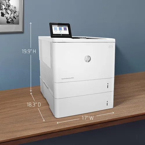 Vista 3 de HP LaserJet Enterprise M612x Impresora monocromática con Ethernet integrado, impresión de 2 caras y bandeja de papel adicional (7PS87A), color blanco
