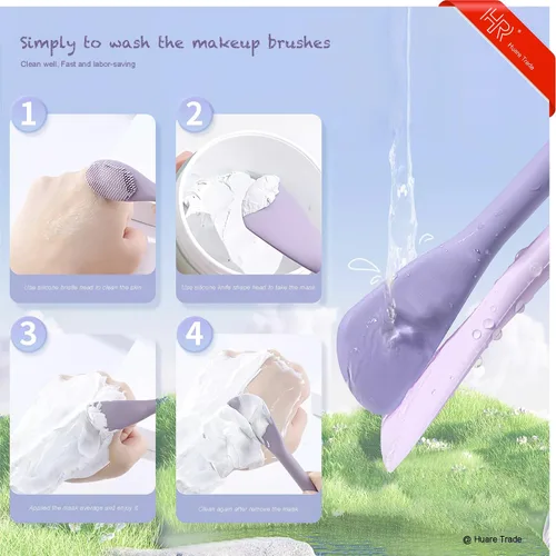 Vista 6 de Huare Technology - Aplicador de máscara facial de silicona, 3 unidades, pinceles para máscara facial para barro, arcilla, máscara mixta de carbón