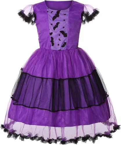 Vista 3 de Disfraz de vampiro de murciélago para niñas, disfraces de Halloween con alas de murciélago, disfraz de cosplay