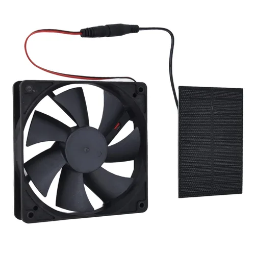 Vista 4 de Kit de ventilador de panel solar de 100 W, ventilador de escape doble de 12 V, kit de ventilador solar para casa de perro, invernadero, RV