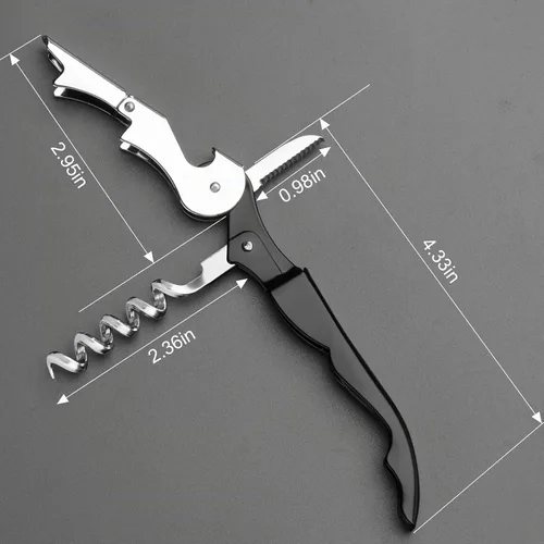 Vista 6 de Abrevino profesional resistente, llave de vino compacta y plegable, sacacorchos de acero inoxidable resistente, doble bisagra, cortador de lámina