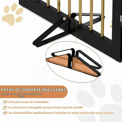 Vista 2 de PUPETPO Puerta independiente para mascotas para perros, puerta plegable de madera para perros para casa, escaleras, entradas, valla de seguridad
