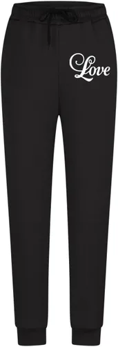 Vista 2 de Womens Active Drawstring Fleece Sweatpants Trendy Love Letter Print Sherpa Lined Athletic Workout Jogger Pants