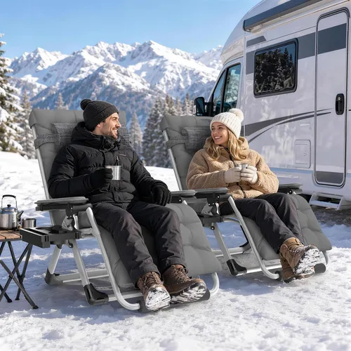 Vista 2 de Slendor Heated Oversized Zero Gravity Chairs 33In, XXL Lounge Chair, Gray