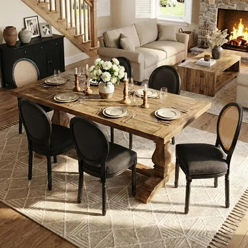 Vista 5 de Juego de 2 sillas de comedor estilo granja, sillas de comedor