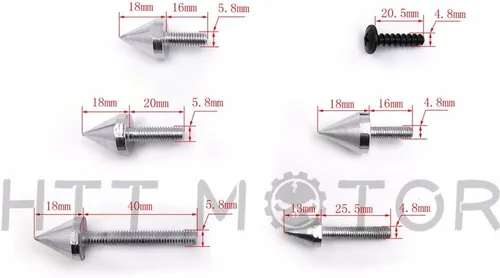 Vista 6 de SMT-Universal Spike Carenado Tornillos para parabrisas compatible con Honda CBR 600 929 954 900 RR Plata [B00RUEOFY6]