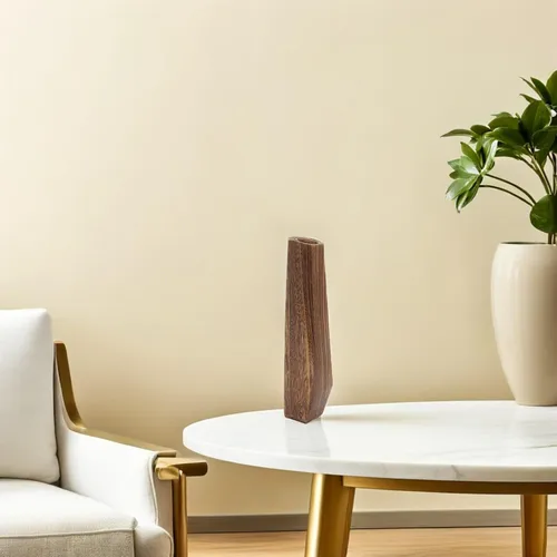 Vista 4 de Wakauto Jarrones de madera oblongos rústicos altos para piso, moderno centro de mesa de granja, jarrón decorativo de madera natural, soporte