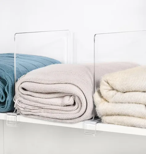 Vista 8 de HBlife Paquete de 8 separadores de estantes transparentes, organizador vertical de bolso para armario, perfecto para suéteres, camisas, bolsos