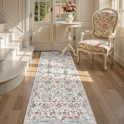 Vista 51 de Alfombra de área pequeña de 2 x 3 pulgadas, color beige, para entrada, baño, cocina, antideslizante, de pelo bajo, lavable, moderna alfombra bohemia