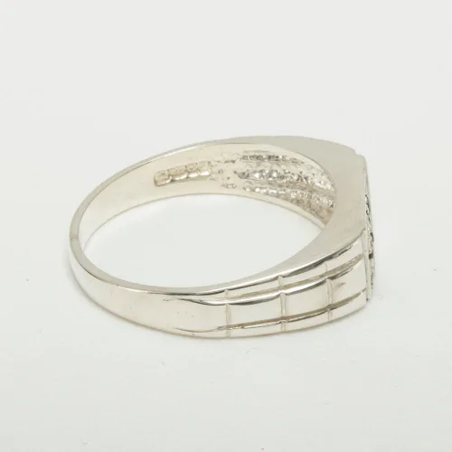 Vista 4 de Anillo de boda de plata de ley 925 con zafiro auténtico para hombre