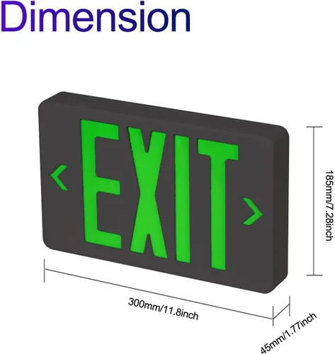 Vista 3 de Señal de salida de emergencia LED, montaje universal compatible con OSHA Negro Verde