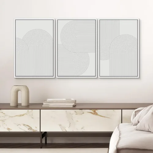 Vista 507 de SIGNWIN Lienzo enmarcado para pared, juego de arte pastel con cadena montañosa, bosque, niebla, naturaleza silvestre, ilustraciones modernas, arte