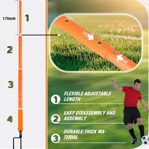Vista 2 de Hikeen Bastones de fútbol de longitud ajustable, obstáculos de entrenamiento de agilidad y obstáculo de fútbol para adolescentes, entrenamiento
