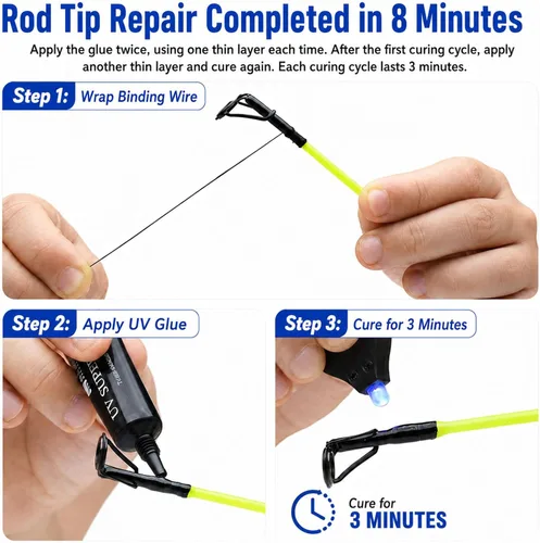Vista 4 de 10PCS Bulk Fishing Rod Tip Repair Kit for Baitcaster & Spinning Pole, Small to Large Stainless Steel Top Replacement for Freshwater & Saltwater