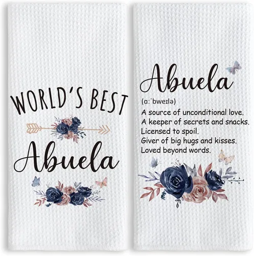 Vista 27 de TNUW Best Grandma - Toallas de cocina de 16 x 24 pulgadas, la mejor flor de Abuela del mundo, suave y absorbente, toalla de cocina, toallas de mano