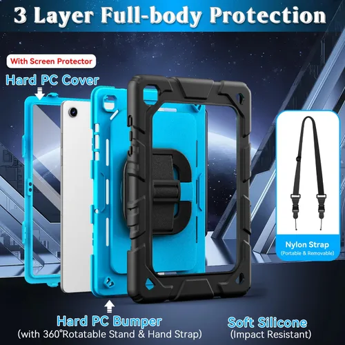 Vista 3 de Grifobes Fundas para Samsung Galaxy Tab A11 Plus 2025 / A9 Plus de 11 pulgadas 2023, a prueba de golpes, con protector de pantalla, soporte