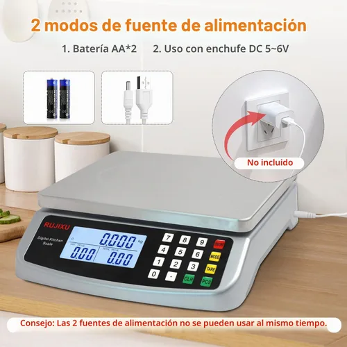 Vista 5 de Báscula de Alimentos 88lb/40kg Báscula Digital Grande de Cocina 0.05oz/1g con Cálculo de Precios Báscula Comercial Acero Inoxidable 304 báscula