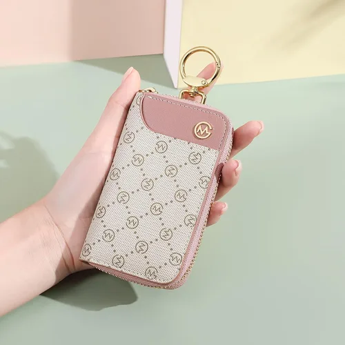 Vista 6 de GOLF SUPAGS Llavero de cuero PVC para mujer, portatarjetas, cartera con 6 ganchos, cierre a presión, llaves, organizador de dinero
