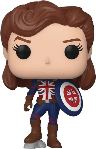 Vista 6 de POP Marvel: What If? - Figura de vinilo del Capitán Carter Funko Pop! (paquete con funda protectora compatible con POP Box), multicolor, 3.75