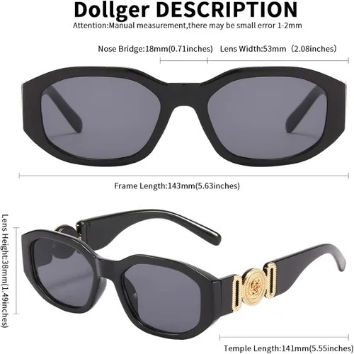 Vista 4 de Dollger Gafas de sol rectangulares para mujer, diseño irregular, de lujo, pequeñas gafas de sol con protección UV