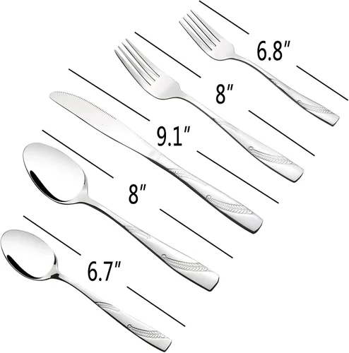Vista 4 de Juego de cubiertos de cubiertos de 80 piezas, acero inoxidable para 16, incluye cuchillo, tenedor/cuchara