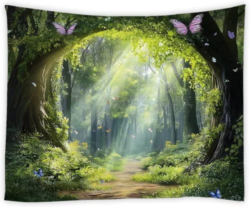 Vista 16 de Tapiz para estantería de gato, biblioteca mágica de fantasía, plantas florales bohemias, hippie para colgar en la pared, decoración artística