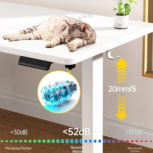 Vista 5 de Veken Escritorio eléctrico grande de pie de 47.2 pulgadas, mesa de juegos Blanco