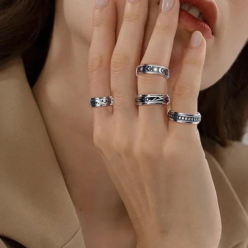 Vista 3 de Anillos de acero inoxidable para ansiedad, anillos de ansiedad, tamaño 6-10