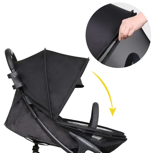 Vista 4 de Beberoad Love Cubierta de parasol para cochecito y mosquitera (negro) Cremallera de 2 vías, fácil instalación, fácil de almacenar