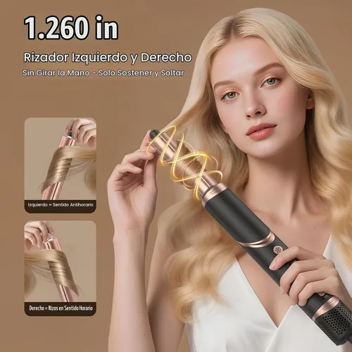Vista 3 de 8-in-1 Hot Air Styler & Blow Dryer Brush, Ionic Auto-Wrap Curler for Volume