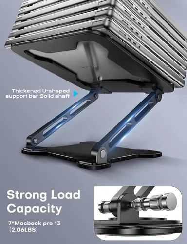 Vista 6 de LOXP Soporte ajustable para computadora portátil, elevador plegable de metal, soporte de refrigeración ventilado, soporte ergonómico