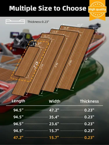 Vista 6 de FOCEAN Boat Flooring EVA Foam Boat Decking Faux Teak Marine Flooring Marine Mat Sheet for Motorboat Jon Boats Bass Boat RV Kayak, 94.5"x