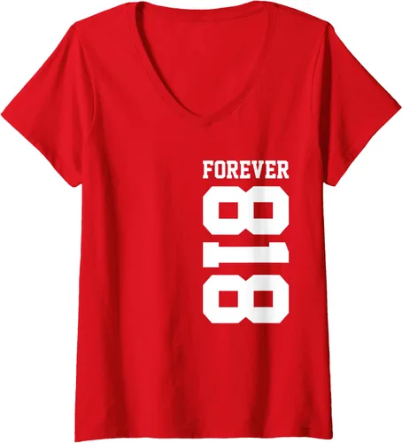Vista 5 de Camiseta con cuello en V 818 Area Code Los Angeles California Glendale CA Burbank CA para mujer, Negro
