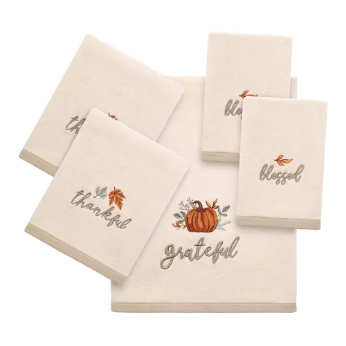 Vista 2 de Avanti Linens - Toallas para los dedos, toalla de algodón suave y absorbente, decoración del hogar de otoño, juego de 2 (colección Grateful Patch)