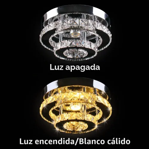 Vista 7 de Mini candelabro LED de cristal para techo, 2 capas, lámpara de techo empotrada, moderna iluminación para pasillo, escalera, cocina, baño