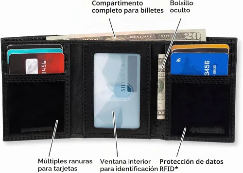 Vista 4 de Cartera triple RFID para hombre de Columbia Puntada negra
