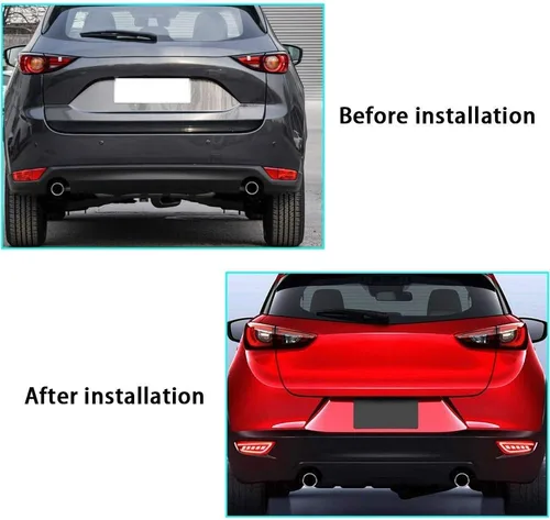 Vista 4 de Luces traseras LED superbrillantes para Mazda CX-3 2016-2020, ensamblajes de luces traseras de rejilla roja, 2 unidades/juego