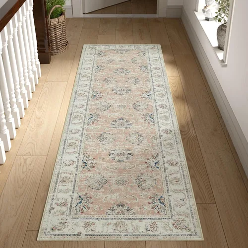 Vista 130 de jinchan Fiora - Alfombra lavable de área pequeña, alfombra de entrada floral de medio círculo de 2 x 3, tapete de media luna de pelo bajo, suave