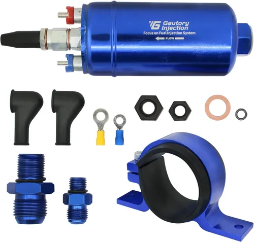 Vista 6 de Bomba de combustible eléctrica en línea externa de alto flujo 300LPH universal 12V azul
