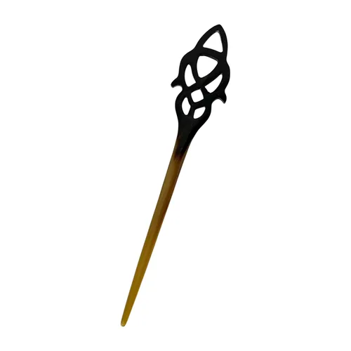 Vista 10 de Palillos para el pelo largo, palillo alisador de pelo natural de cuerno de búfalo, alfiler de 5.5 pulgadas, regalo para la madre, 1 unidad, flor