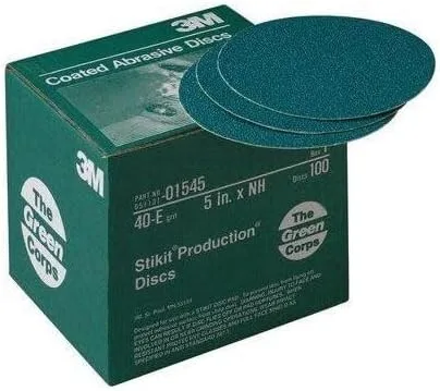 Vista 2 de 3M 1545 5-40E-Gr Green Corps Stikit Disco de producción, 5 pulg. 40E, 100 Discos por Caja